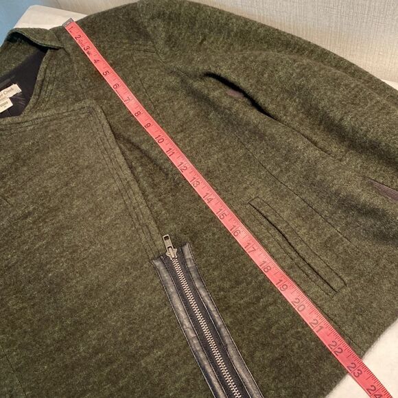Coldwater Creek Asymmetrical Moto Jacket Size 16 Olive Green Wool Blend - Picture 15 of 16